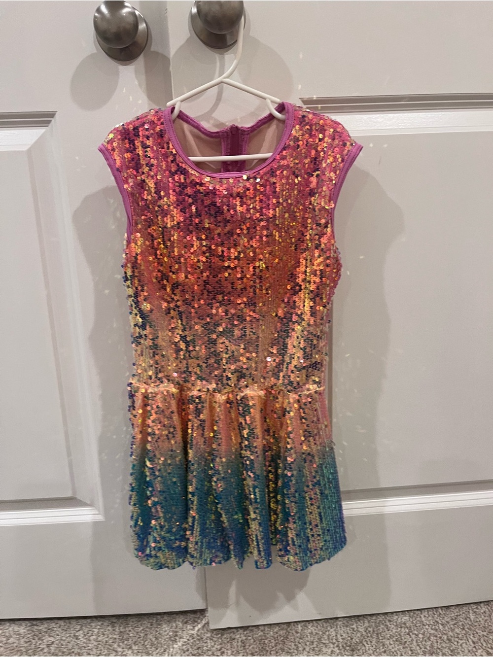 Weissman Pink to Blue Sequin Ombre Dance Dress